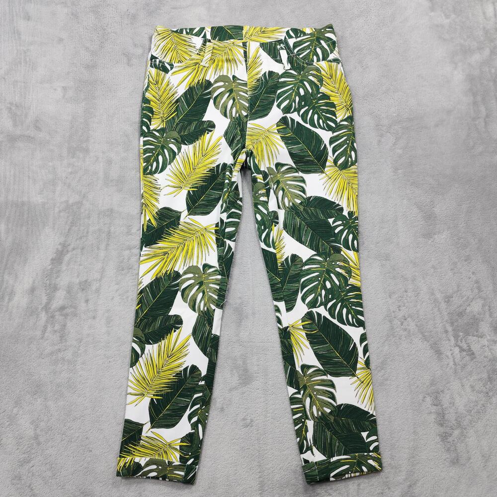 Time And Tru Pants Womens S Multicolor Tropical Floral Capri Stretch Casual